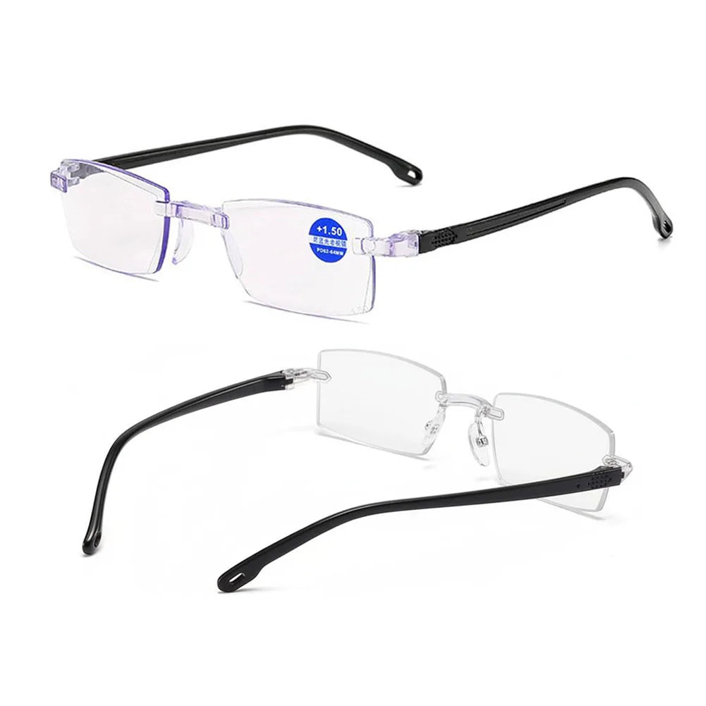Intelligent Anti-blue Light Reading Glasses Frameless Ultralight Square Frame Cutting Edge Presbyopic Glasses For Men and Women