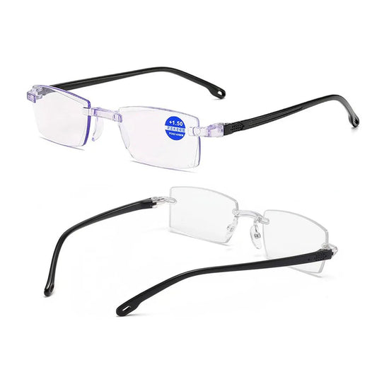 Intelligent Anti-blue Light Reading Glasses Frameless Ultralight Square Frame Cutting Edge Presbyopic Glasses For Men and Women