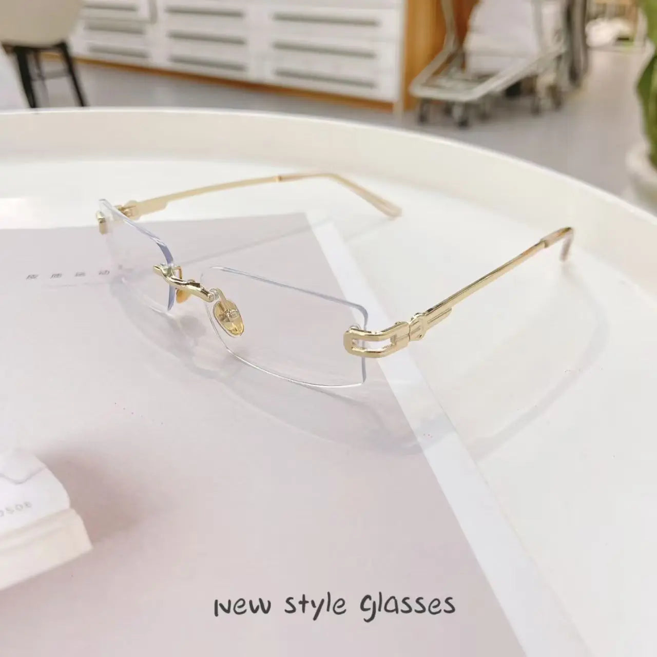Rectangle Shape Rimless Sunglass Women Fashion Trendy UV Protection Sun Glasses for Man Korean Style Men Sunglasses