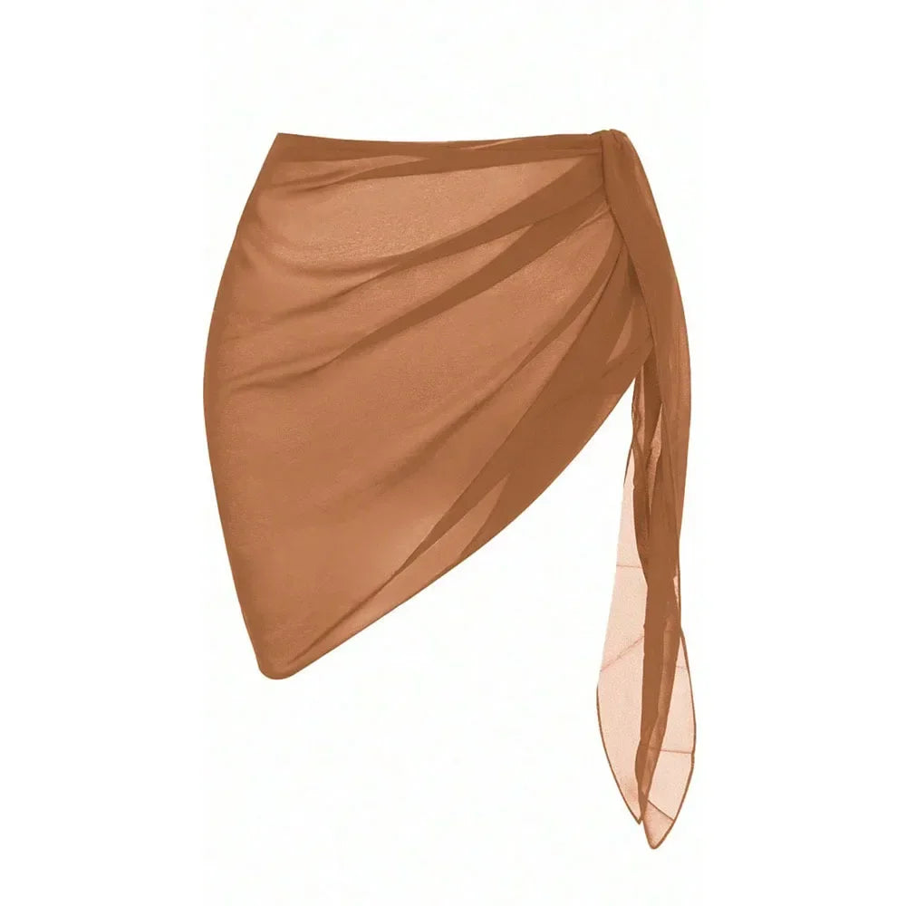 Summer Vacation Bikini Beach Skirt Women Beach Swimming Chiffon Skirt Lightweight Scarf Beach Swimsuit Hoodie Strap Design Sexy