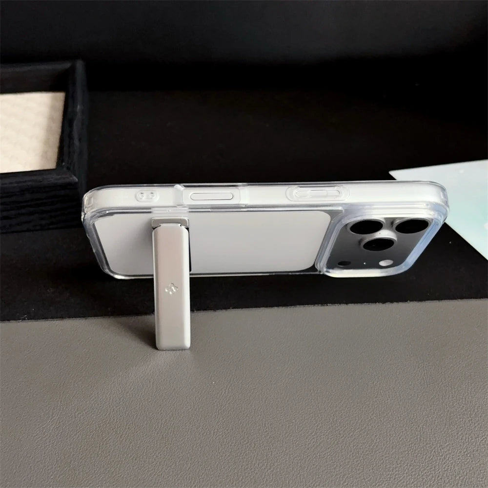 Spigen Ultra Hybrid Bracket Transparent Phone Case For iPhone 17 Pro Max 18 16 15 14 13 12 Kickstand Shockproof Clear Back Cover
