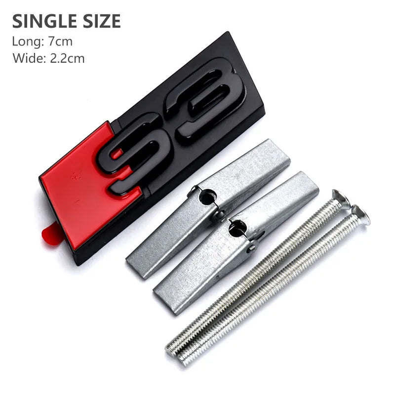 3d ABS Chrome Black Logo S3 S4 S5 S6 S7 S8 Emblem Honeycomb Car Front Grille Bdage For Audi S 3 4 5 6 7 8 Accessories