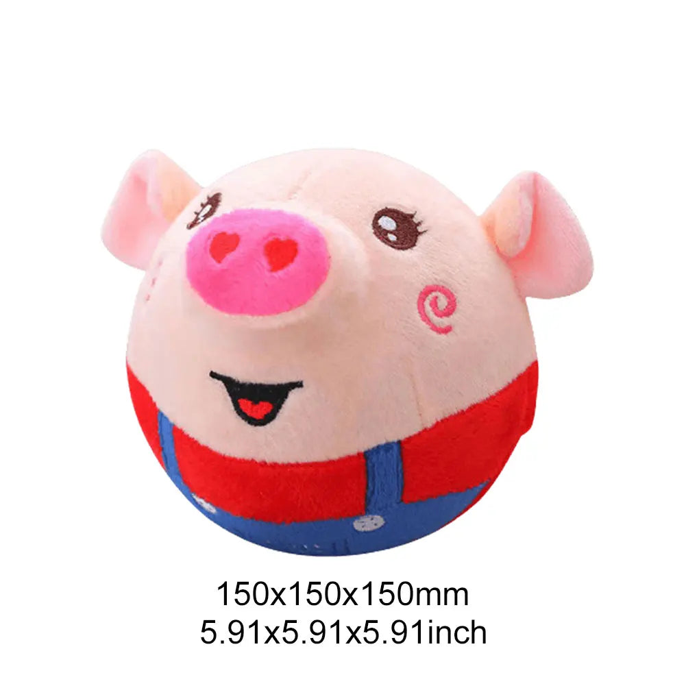 Cartoon Pig Active Moving Pet Plush Toy USB Rechargeable Talking Moving Dog Ball Toy Pet Bouncing Balls for Dogs Cats