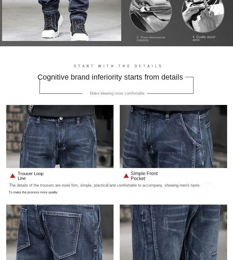 Summer Designer Clothes High Quality Punk Harajuku Fashion Casual Plus Size Slim Fit Denim Jeans for  2025 Cowboy Pants for Men