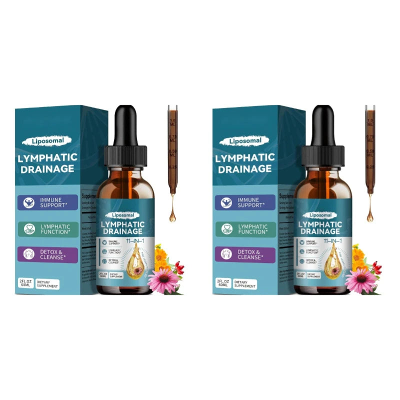 Lymphatic Drainage Drops 11-in-1 with Elderberry Burdock Dandelion Cleavers and Echinacea Liposomal Herbal Blend for 60 Days
