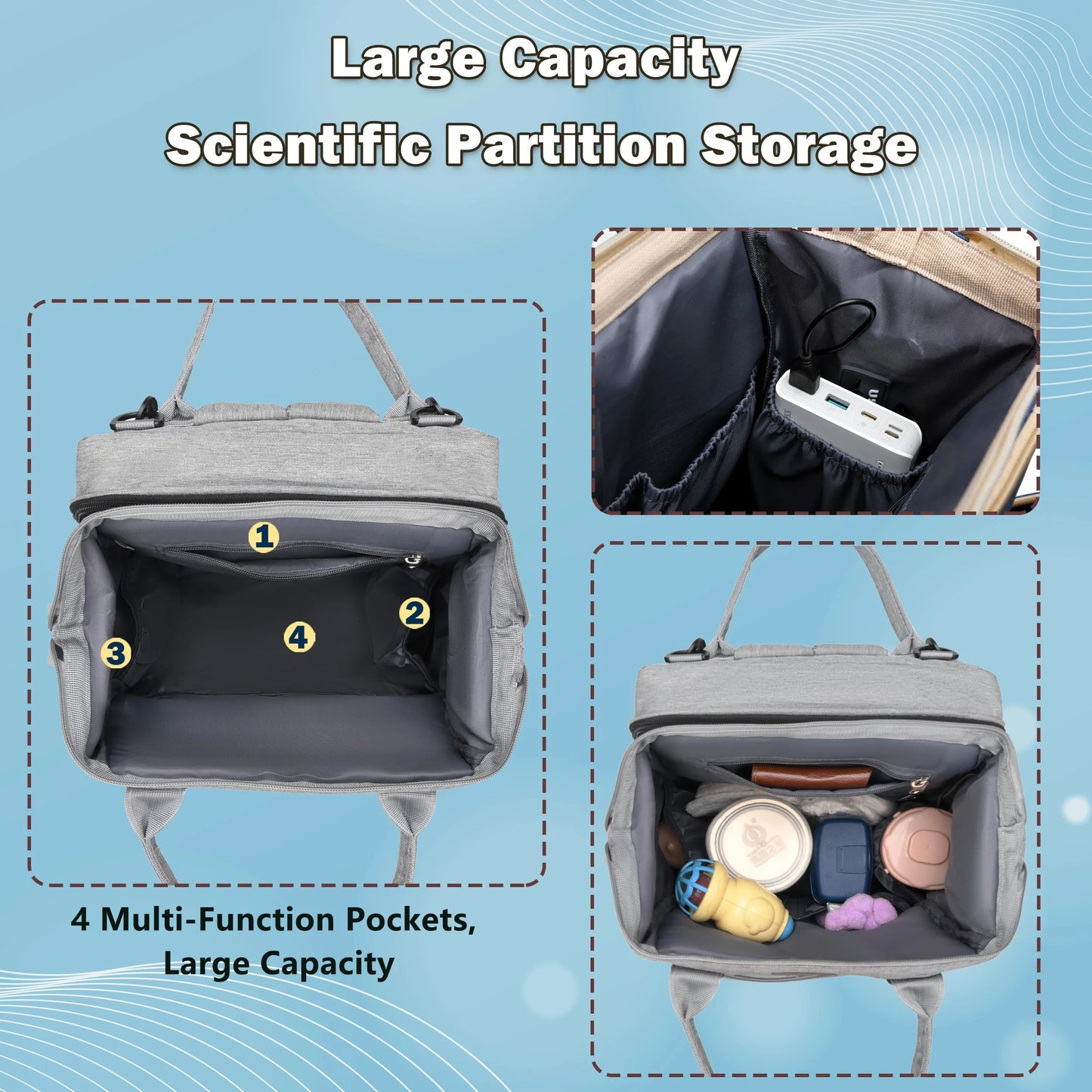 Baby Diaper Bag Backpack, Baby Bags for Boys Girls, Diaper Backpack Bag with a Changing Station, Large Travel Back Pack