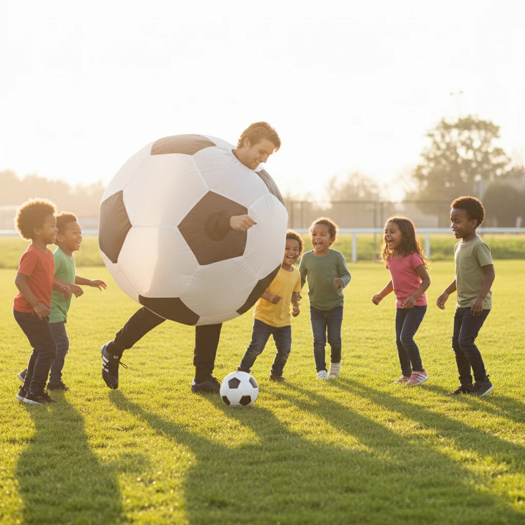 2026 New Football Inflatable Costume Funny Blow Up Suit for Adults Kids Party Cosplay Holiday Gift