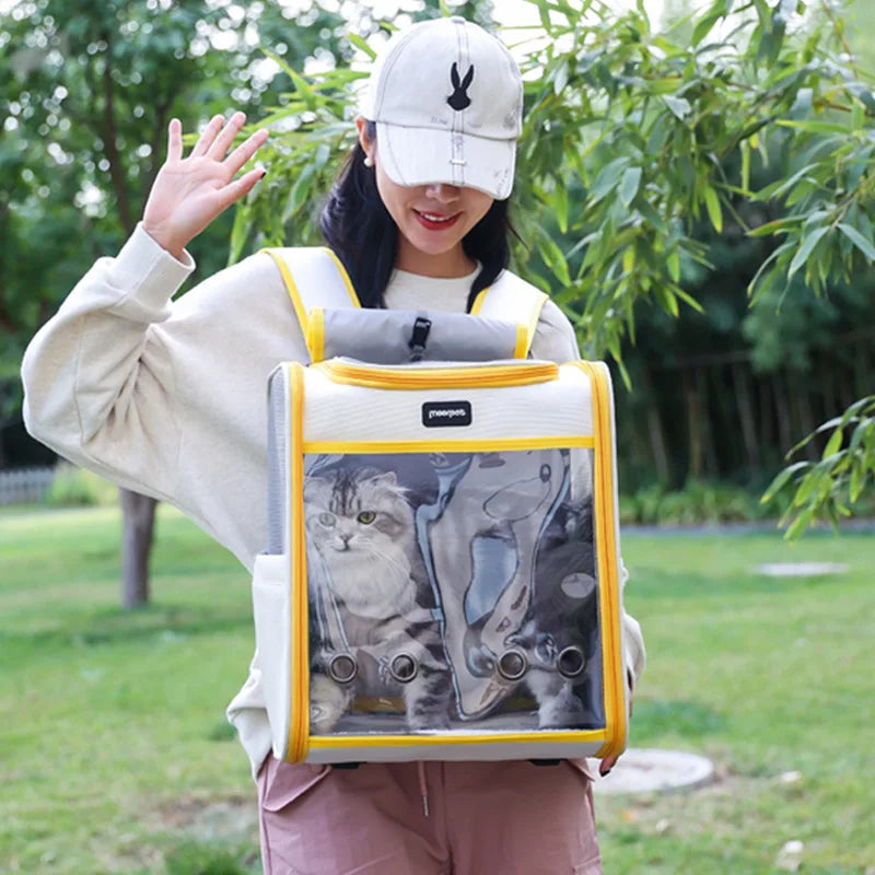 Outdoor Portable Cat Backpack Large Capacity Cat Carrier Bag Comfortable Pet Bag for Dogs Cats Ventilated Design Kitten Backpack