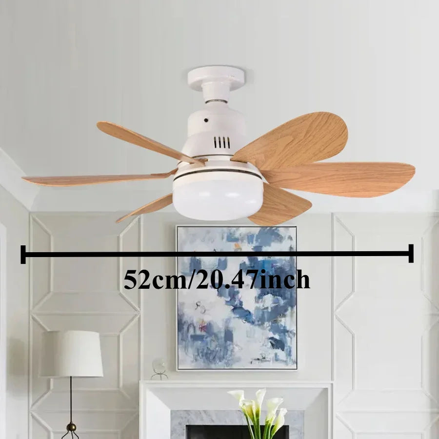 Home E26 E27 LED Ceiling Fan Light Wireless Remote Control with Stepless Dimming Night Lights Smart Fan for Room Office Study