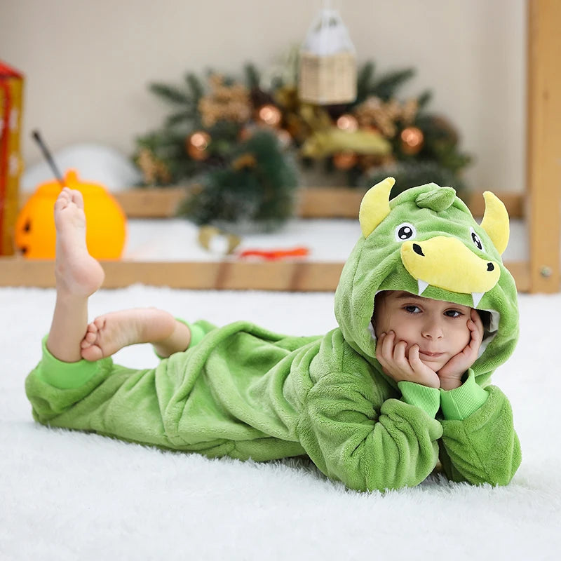 MICHLEY Christmas Capybara Flannel Blanket Sleepers Onesie Hooded Children Costume Clothes Jumpsuit Sleepwear For Boys Girls
