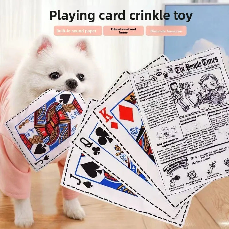 2026 New Pet Dog Sound Toys, Bite-resistant, Self-lifting Boredom Artifact, Sound Newspaper, J, Q, K, Sound Paper Toy Supplies.