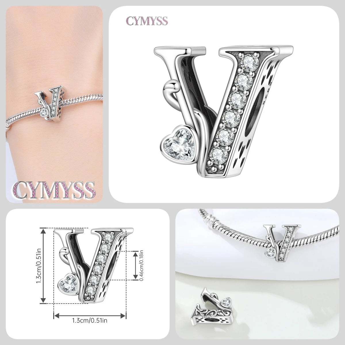2026 New 925 Sterling Silver Zircon Scroll Grass Pattern 26 Letter Bead Charms for Women Fit DIY Bracelet Necklace Jewelry Gift