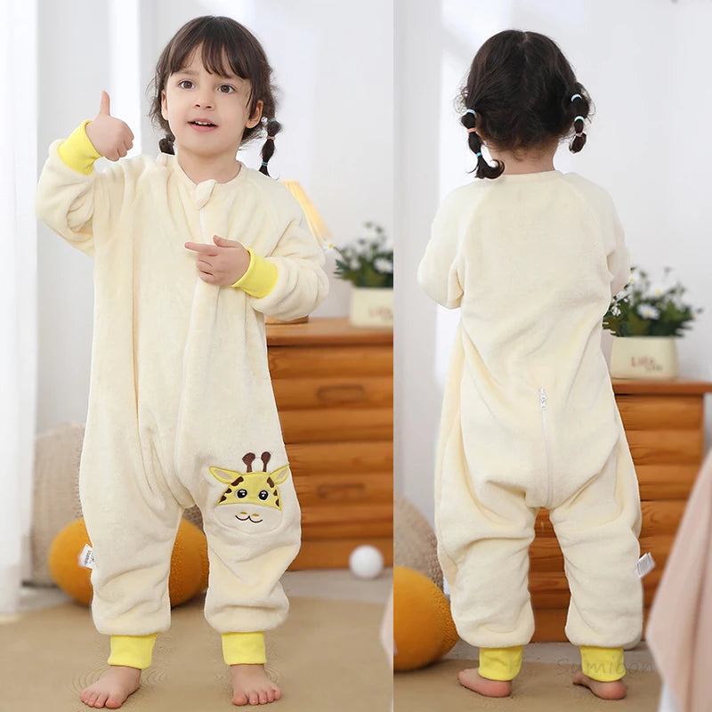 Kawaii Girls Pajamas Winter Purple Rabbit Onesie Hooded Plush Kigurumi Jumpsuit Blanket Sleeper Warm Overall Kids Nightwear Pjs