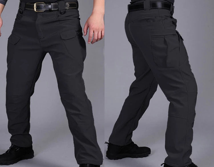 TRVLWEGO Men Winter Waterproof Climbing SkiingTrekking Fleece Fishing Tactical Sharkskin Cargo Pants Camping Hiking Trousers