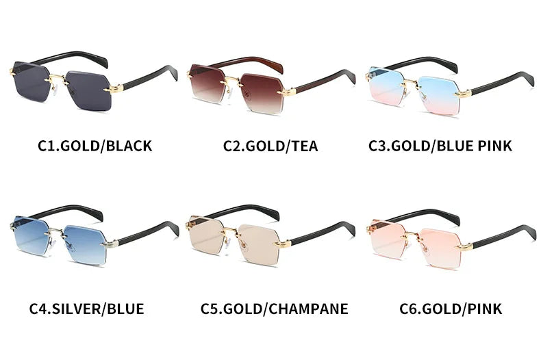 Fashion Rimless Sunglasses Men Women Popular Frameless Sun Glasses Male Female Classic Small Square Summer Travel Shades