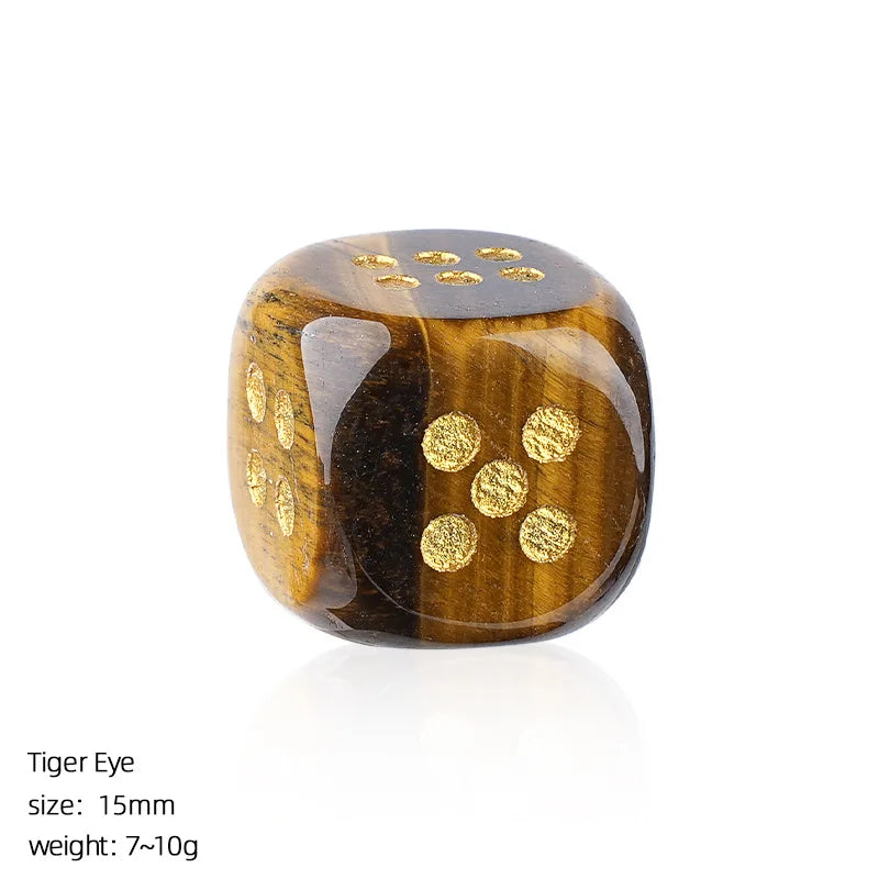 6pc 1.5cm Natural stone amethyst dice Agate tiger eye stone particle Guess the number of points gift good new wholesale