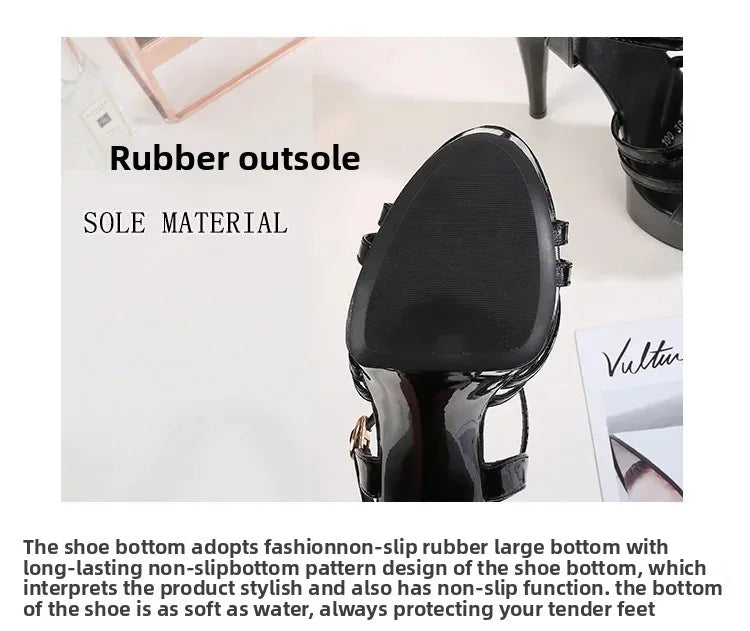 High Heels Model Sexy Black Waterproof Platform 15cm Ultra High Heel Sandals Women Summer Show off Tool for Women Shoes