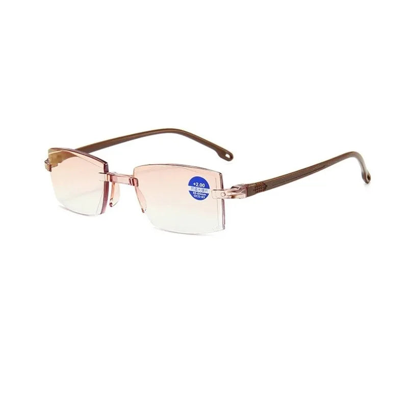 Rimless Reading Glasses Bifocal Distant and Near Magnifying Glasses for Men and Women To +4.0