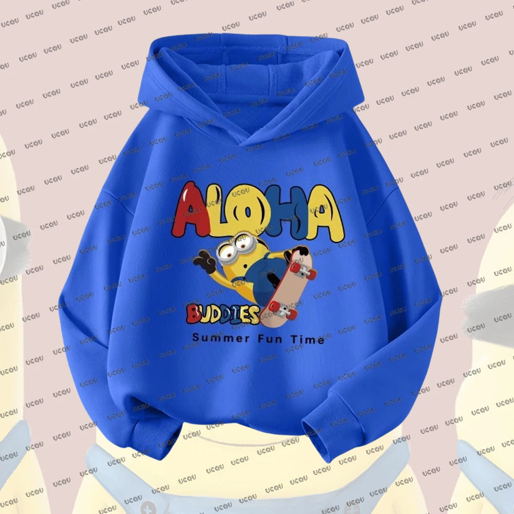 Despicable Me Minions Hoodies Autumn Winter Cotton Hoodie With Pajamas Pants Oversized Suits For Adult/Kids Men Women Clothes
