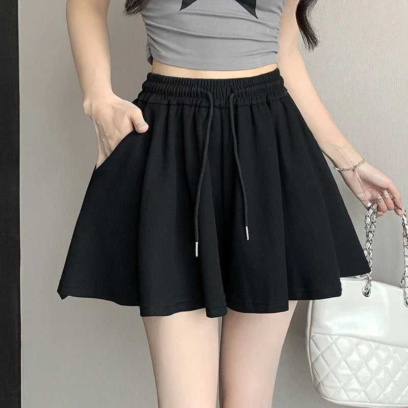 2026 High Waist Wide Leg Sports Shorts Women's Summer New Loose Fit A-Line Shorts Casual Versatile Comfortable Short Pants