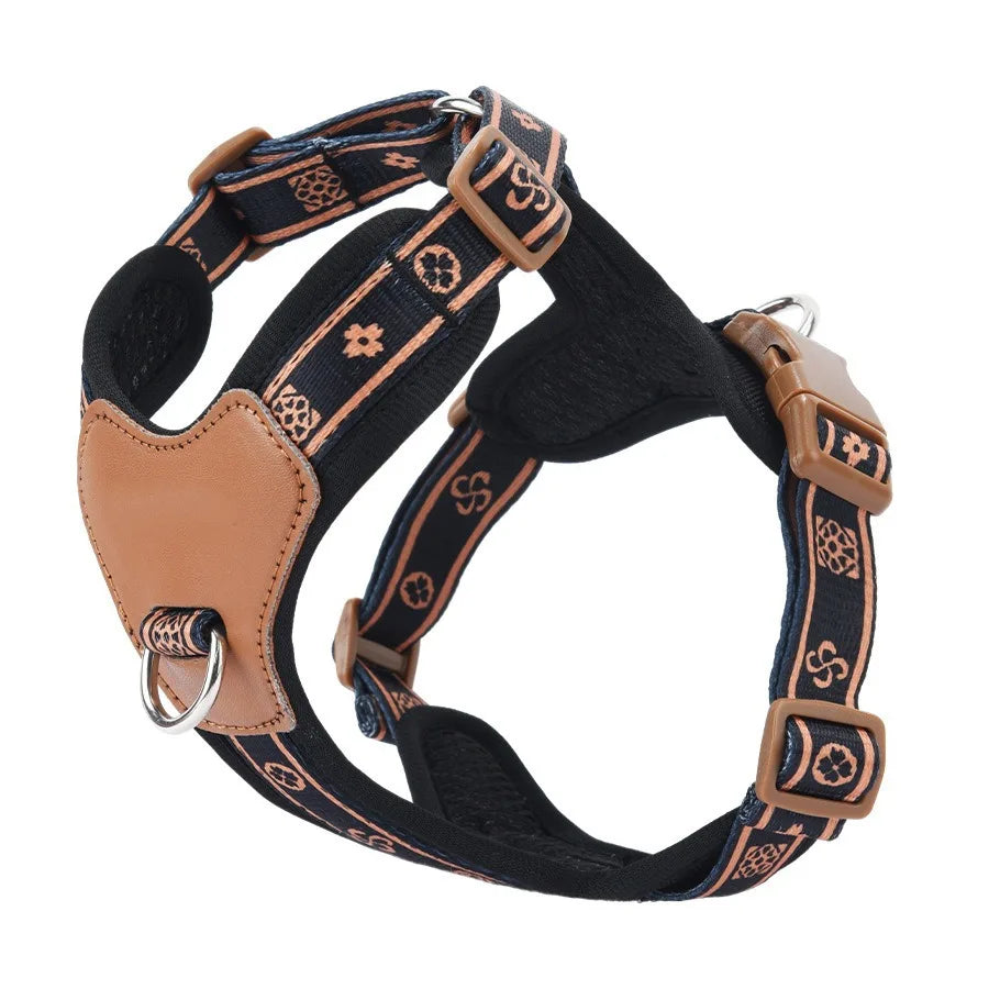 Pet Dog Harness with Durable Webbing  Anti-Deformation Alloy Ring 4 Points Adjustable Breathable Reflective Pet Leash Small Dog