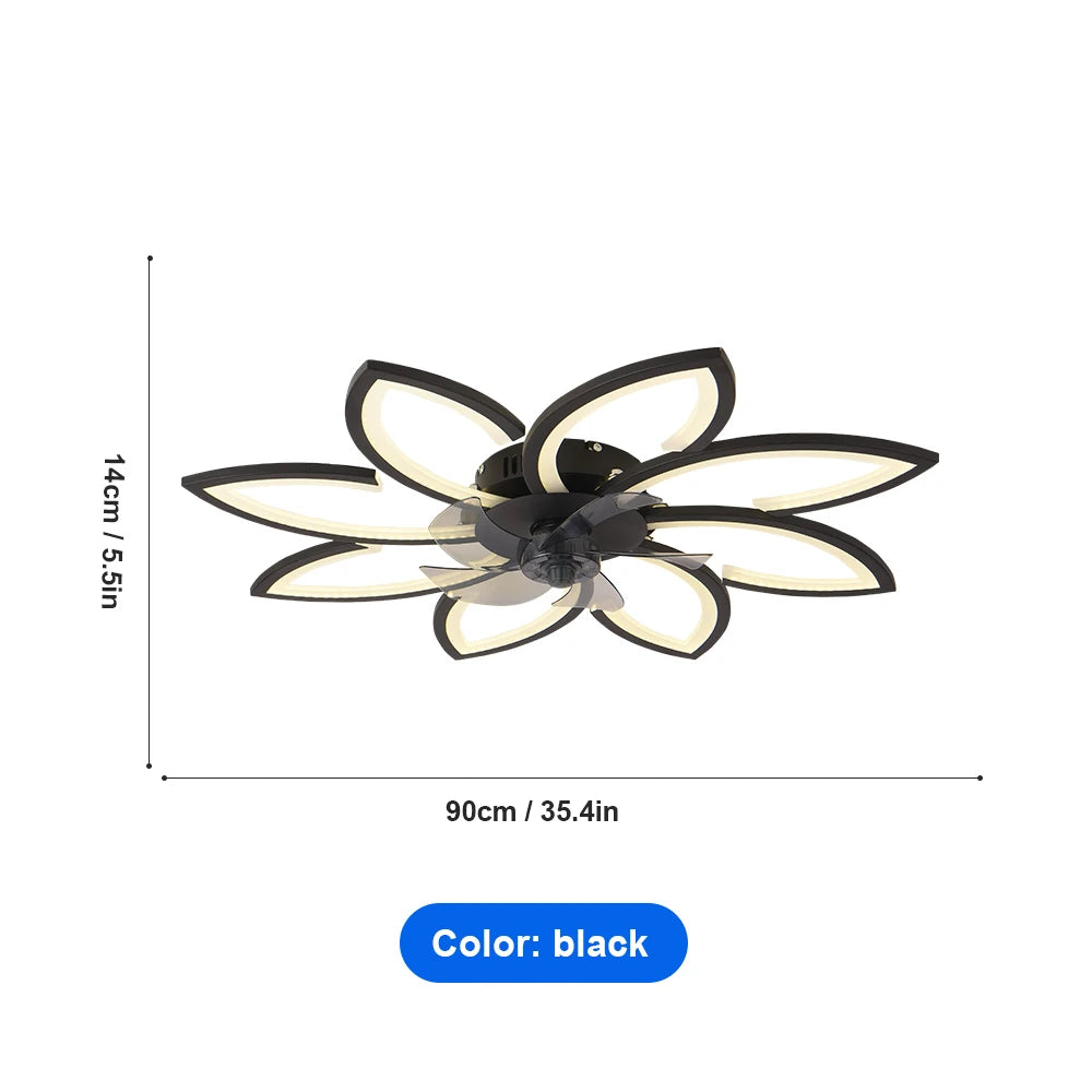 Modern Dining Table LED Lamp Ceiling Fan Light Invisible Blade Restaurant Bedroom Fan Lamp Remote Ventilator Home Lighting