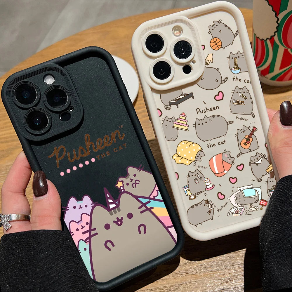 Funny Lovely Pusheen Cat Phone Case For vivo Y39 Y04 Y29 Y28 Y03 Y17s Y19s Y100 Y78 Y36 Y27 Y16 Y77 Y75 Y35 Y22s Y02 Y72 Y76 5G