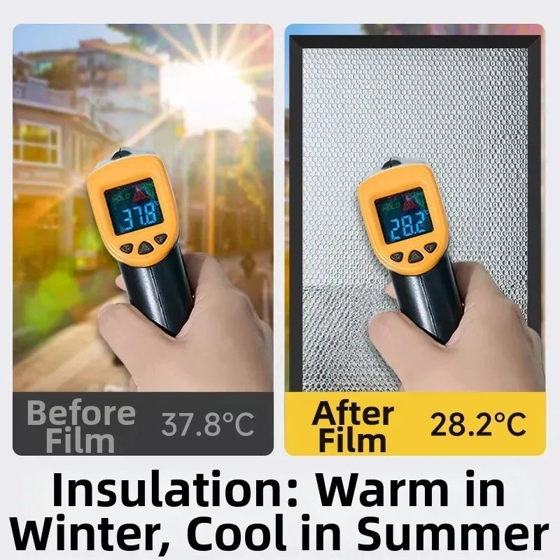 Double Sided Aluminum Foil Sun Block Curtain Retractable Heat Insulation Roller Blind Anti-UV Heat Insulation Window Sunscreen