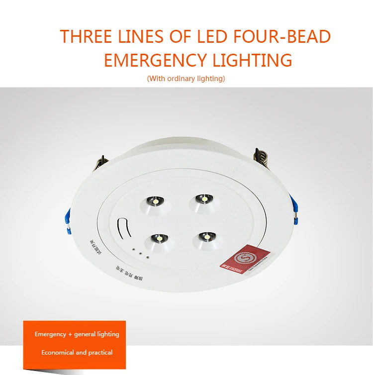 Recessed Mounted 4Leds 5W Emergency Lamp 90minutes Duration IP30 Fire-retardant LED DownlIghts