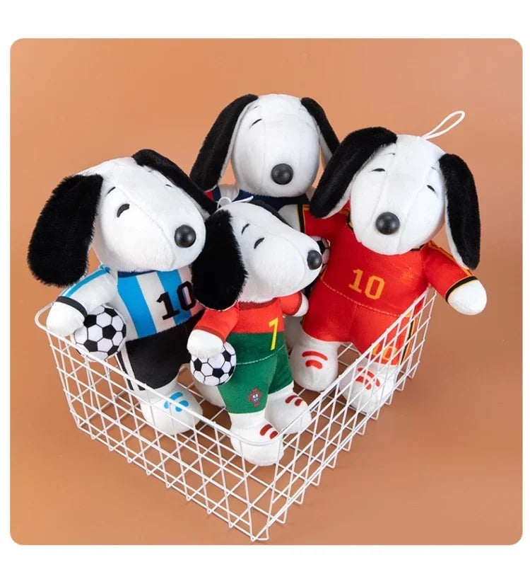 New Peanuts Snoopy Soccer cute Plush Toy Pendant Key Chain Team Jersey Stuffed Doll with Football for Kids Fans Birthday Gift
