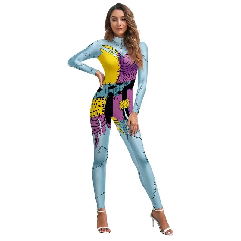 Halloween Cosplay Costume For Women Sally Printed Dresses Party Costume Zenti Carnival Bodysuits Dress Up Female Women Leggings