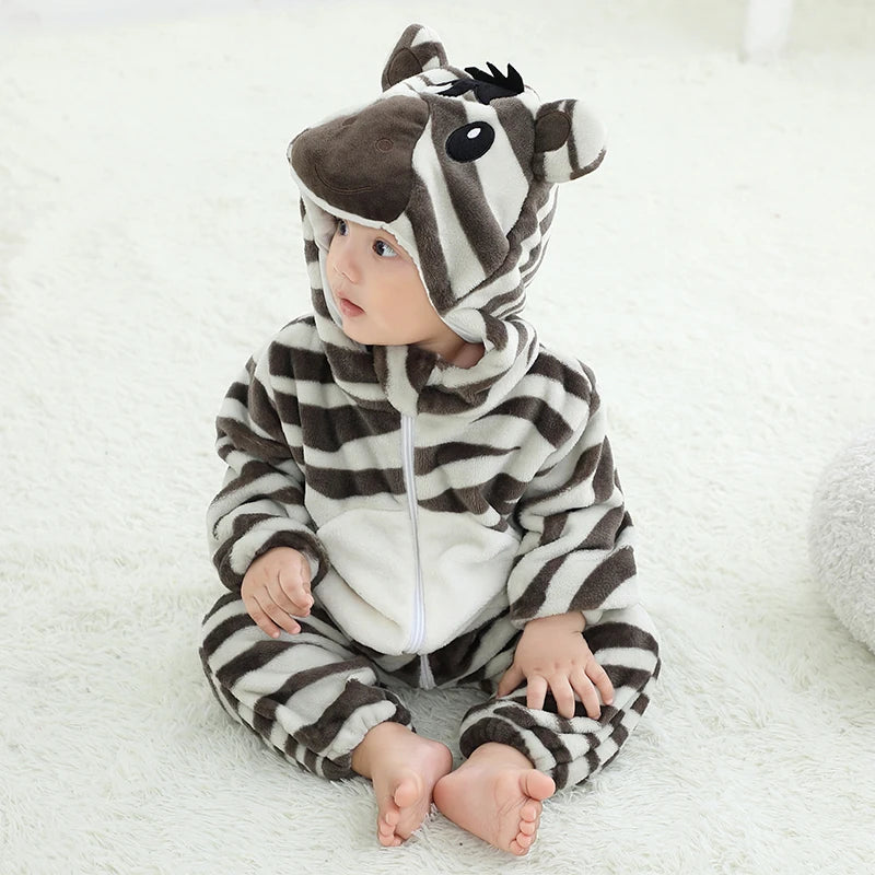 Baby Kigurumi Penguin Lion Cat Animal Cosplay Costume Winter Plush Jumpsuit for Toddler Boys 1 to 2 3 4 Years Baby Girl Outfits