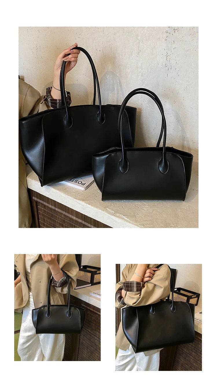 Luxury Women's Large Tote Bag Genuine Leather Shoulder Bags 2025 Female Retro Handbags High Quality Ladies Messenger Bag Black