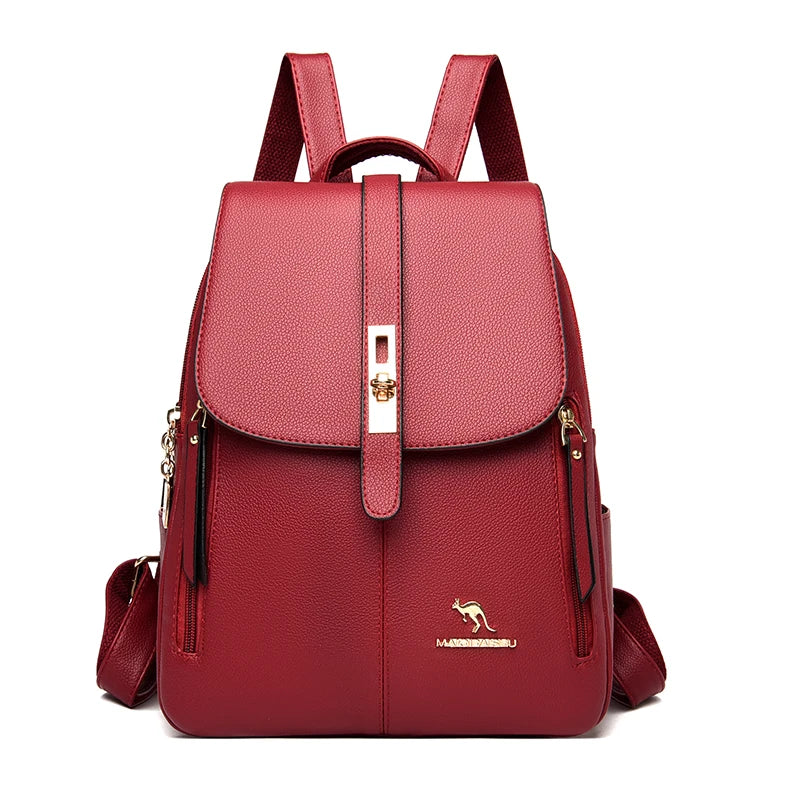 Luxury Women Leather Backpacks for Girls Sac A Dos Casual Daypack Black Vintage Backpack School Bags for Girls Mochila Rucksack