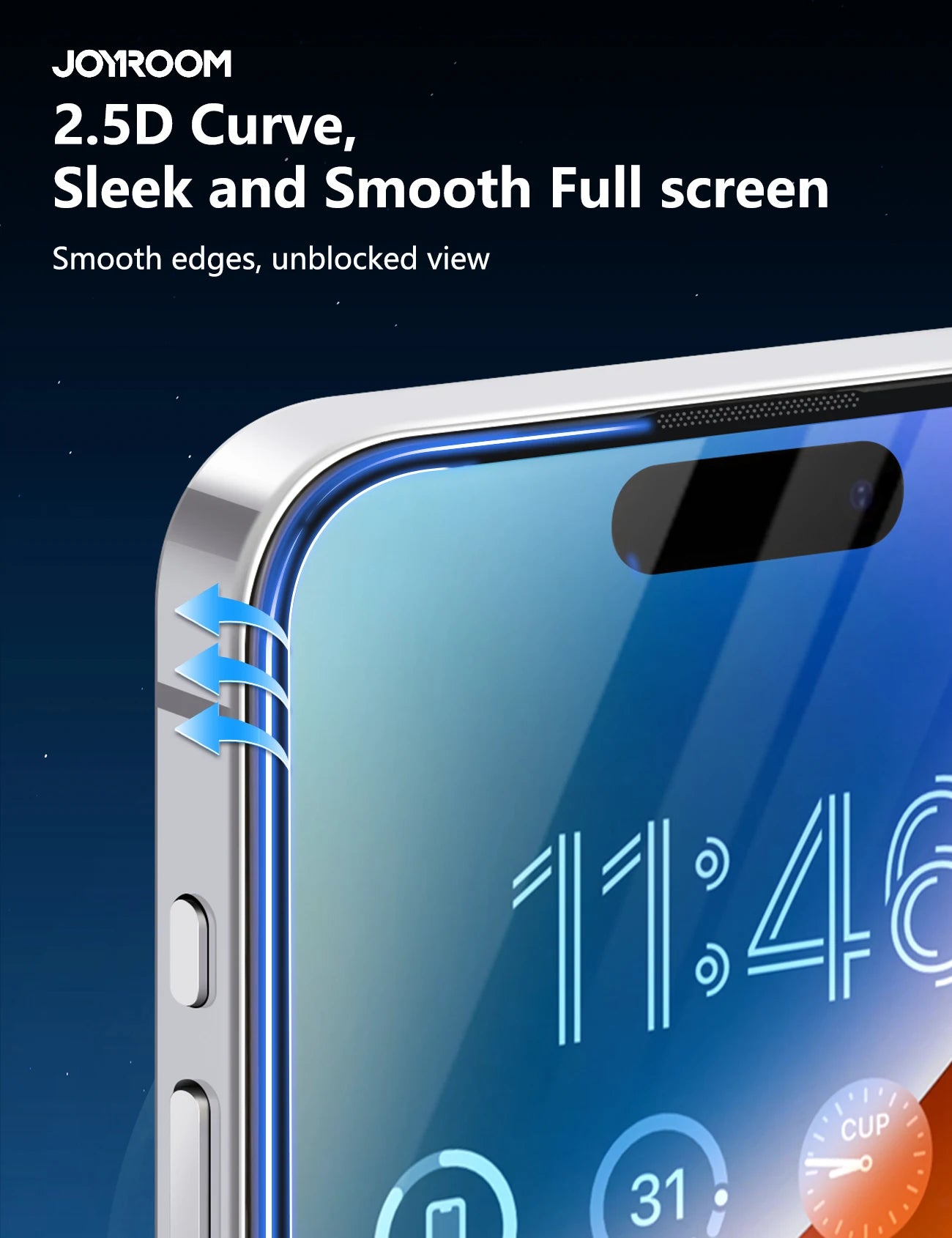 Joyroom 3/2/1pcs HD Anti-Blue Light Glass for iPhone 17 Pro Max Screen Protector Full Screen Eye Protection Tempered Glass