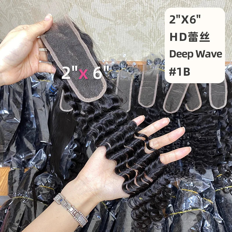 HD Premium 20 Inch 2*6 Lace Closure  Burmese Curly Human Hair Full Hand Weaving Brazilian Virgin Remy for Black Women Wig Making