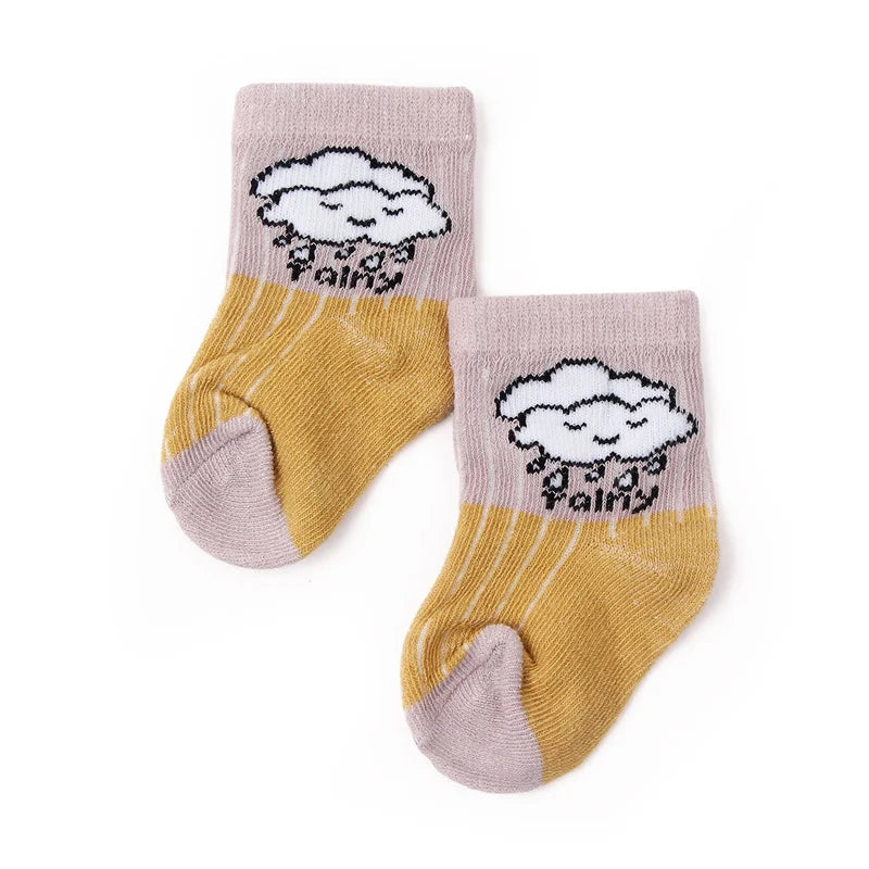 7 Pairs Set for Baby Socks Soft Cotton Cute Animal Smile Face Spring and Autumn for 0-6 Months Toddler Boys and Girls W0040W0052