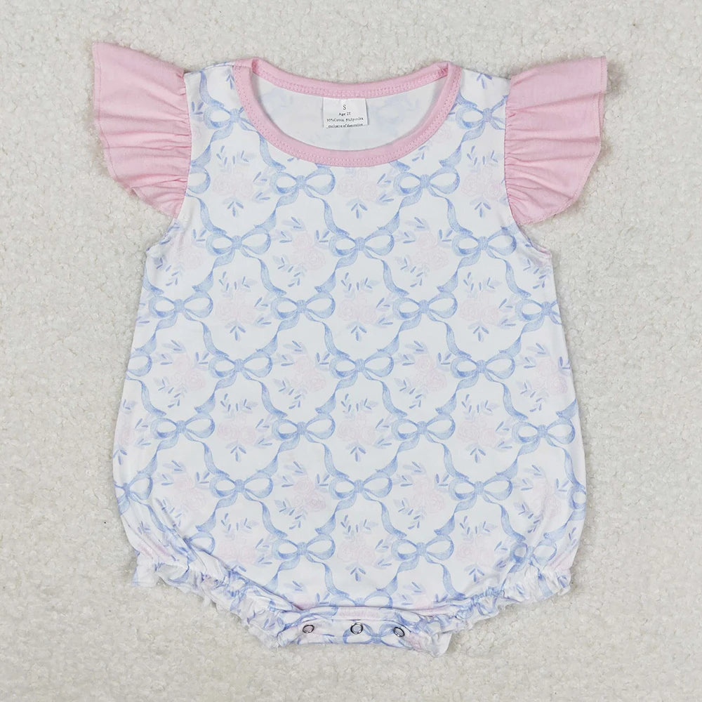 New Fashion Baby Girls Rompers Pink Checkered Flowers Short Sleeve Rompers Boutique Toddler Girls Bubbles Summer Baby Onesie Hot