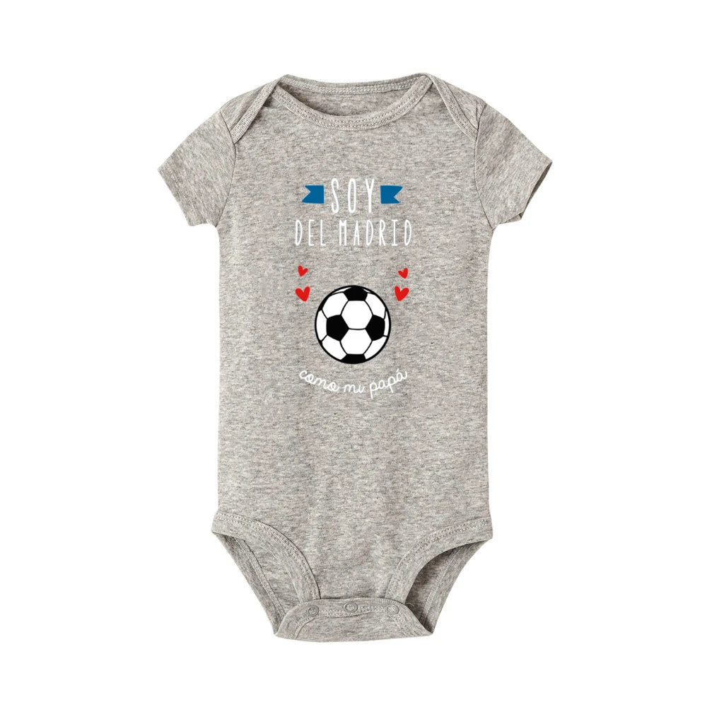 I'm From Madrid Like My Dad Spanish Print Baby Bodysuit Funny Newborn Jumpsuit Infant Short Sleeve Romper Toddler Clothes Outfit