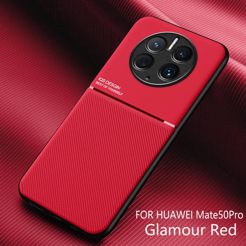 For Huawei Mate 50 Pro Case Car Magnetic Leather Cover Soft Frame Funda On For Mate 50 Pro Mate50 Pro Phone Cases Capa
