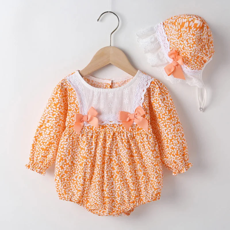 Newborn Romper Chinese Style Ink Painting Newborn Baby Girl Bodysuits +Hat Cotton Girls Jumpsuits Infants Onesie Outfits Clothes