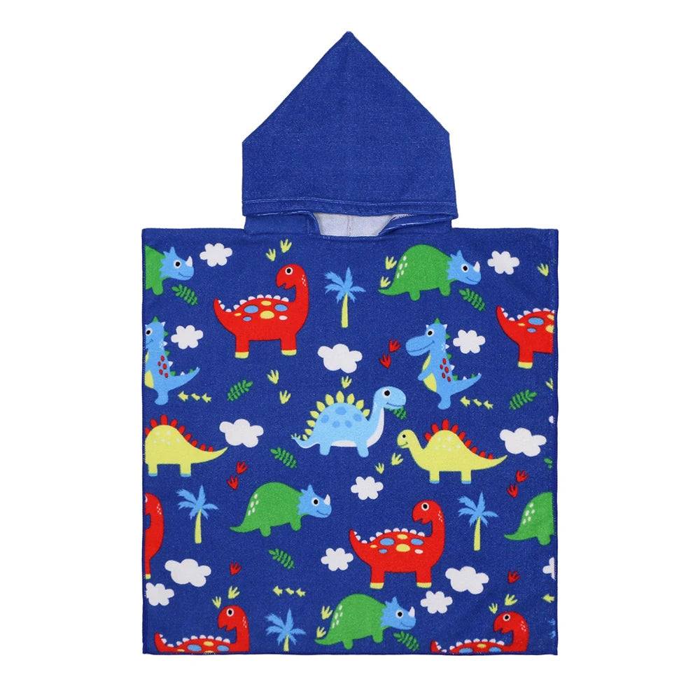 60-120cm Kids Hooded Bath Beach Poncho Towels Baby Quick Dry Bathrobe Child Cartoon Cloak Poncho Towels Microfiber Swim Cover-up