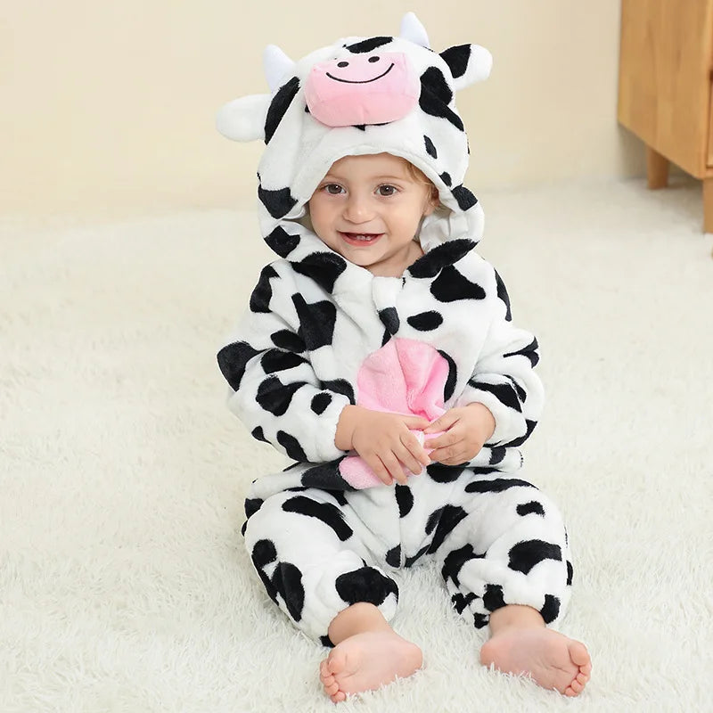 Baby Kigurumi Penguin Lion Cat Animal Cosplay Costume Winter Plush Jumpsuit for Toddler Boys 1 to 2 3 4 Years Baby Girl Outfits
