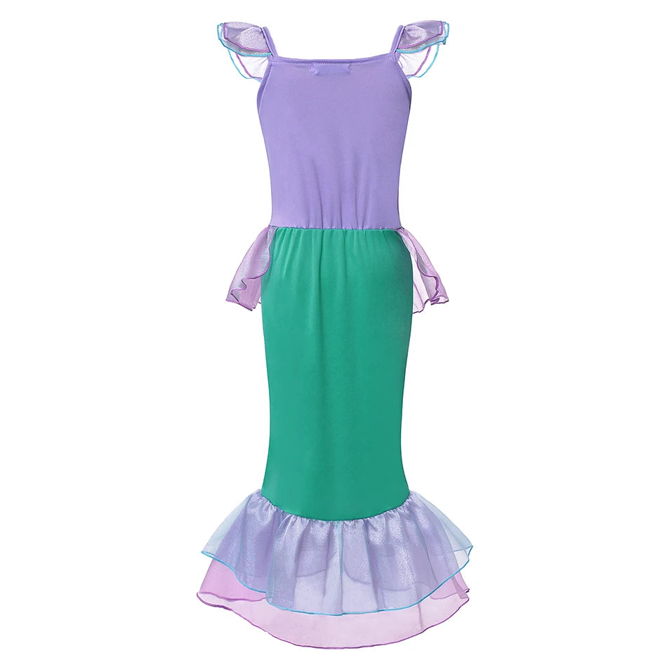 Halloween Birthday Carnival Princess Costume Dress Elsa Anna Snow White Aurora Moana Rapunzel Mermaid Belle for Girls 2-8Y