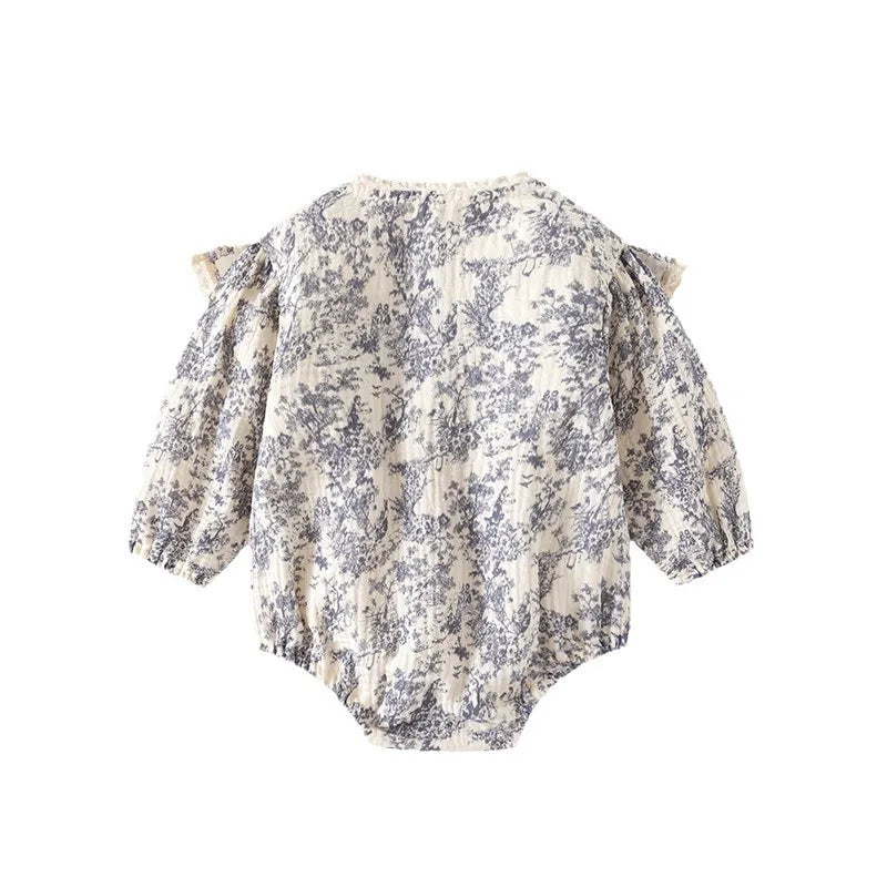 Newborn Romper Chinese Style Ink Painting Newborn Baby Girl Bodysuits +Hat Cotton Girls Jumpsuits Infants Onesie Outfits Clothes