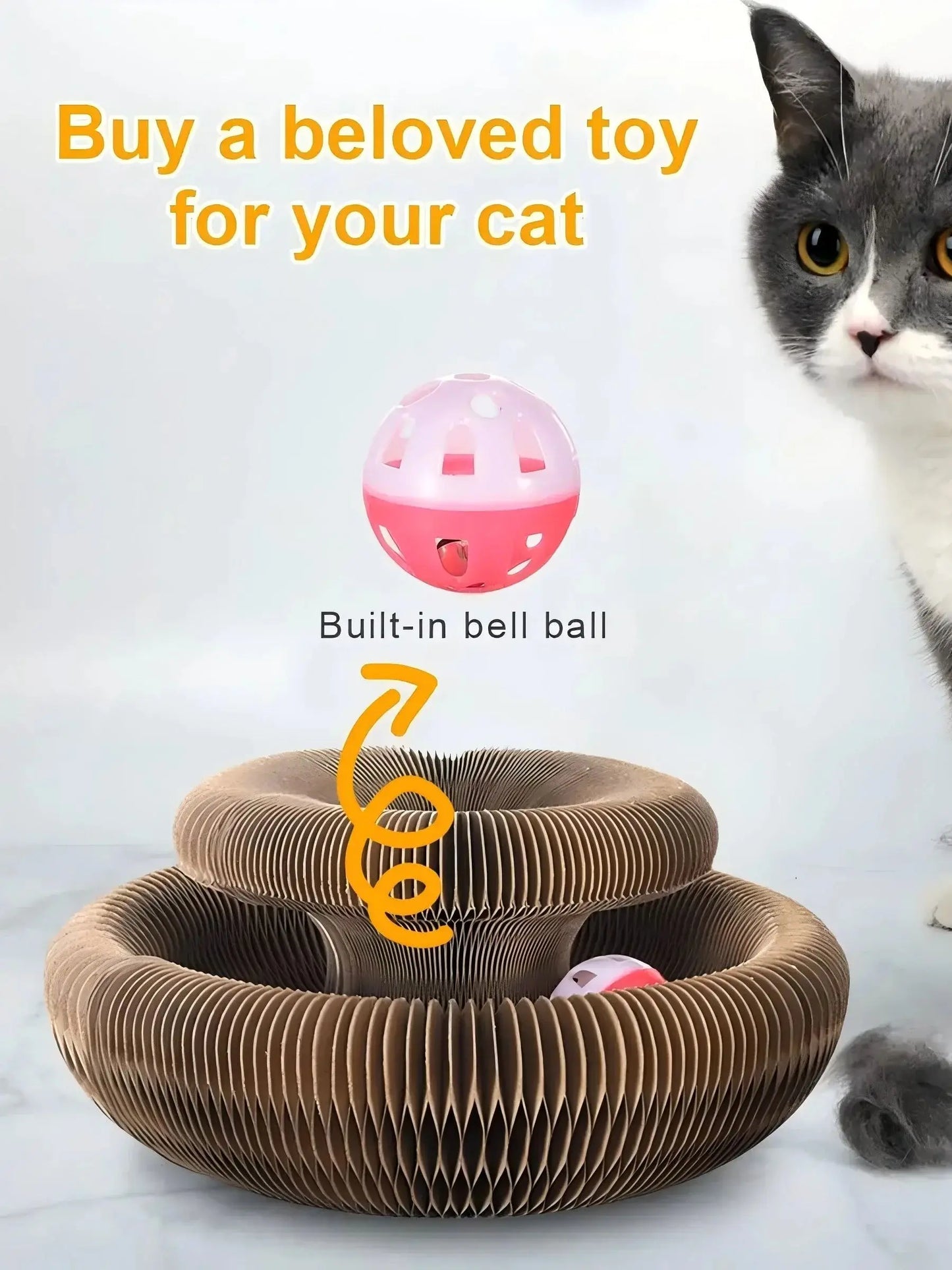 Durable Cat Toy Cat Accordion Magic Organ Cat Scratching Board Cat Toy Ball Scratch Pad Cat Scratcher Kitty Kurlz
