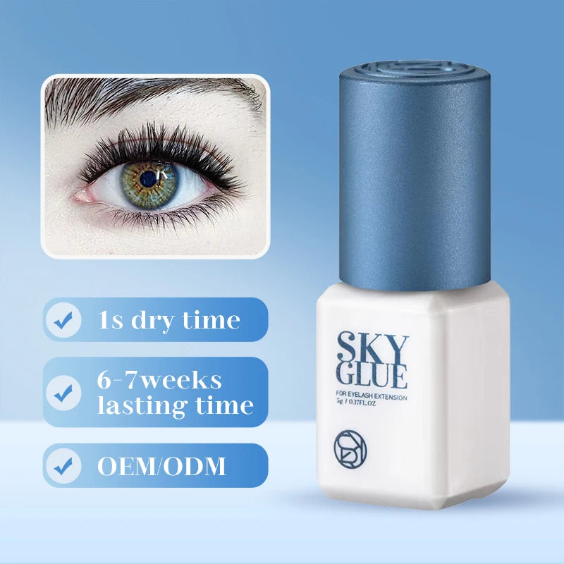 5 Bottles SKY S+ Glue for Eyelash Extensions 5ml Original Korea Sky Blue Cap False Lash Glue Makeup Tools Beauty Shop Supplies