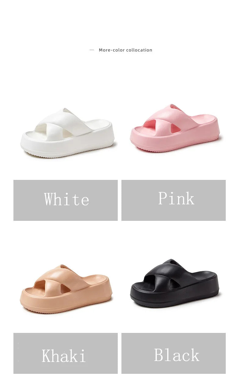Litfun Women Sandals Soft Sole Slides Home Slippers Thick Bottom EVA Shoes Female Non-Slip Cross Sandals Outdoor Beach Flip Flop