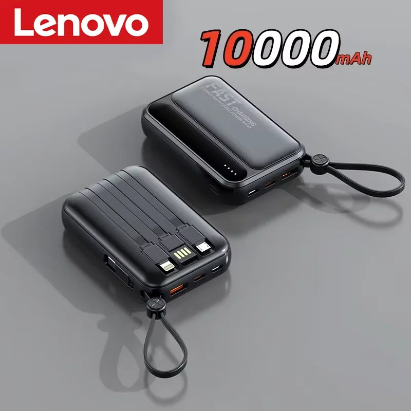 Lenovo 500000mAh Power Bank Built in 4 Lines Large Capacity Super Fast Charging Portable External Battery For iPhone Samsung