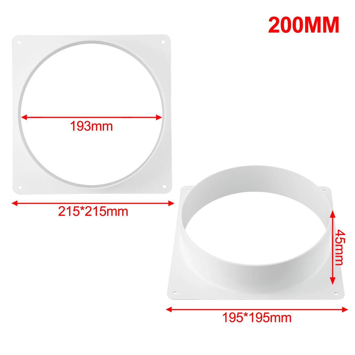 1pc Exhaust Pipe Straight Pipe 100-300MM ABS Air Duct Connectors Flange Ventilation Ducting Replaceable Accessories White